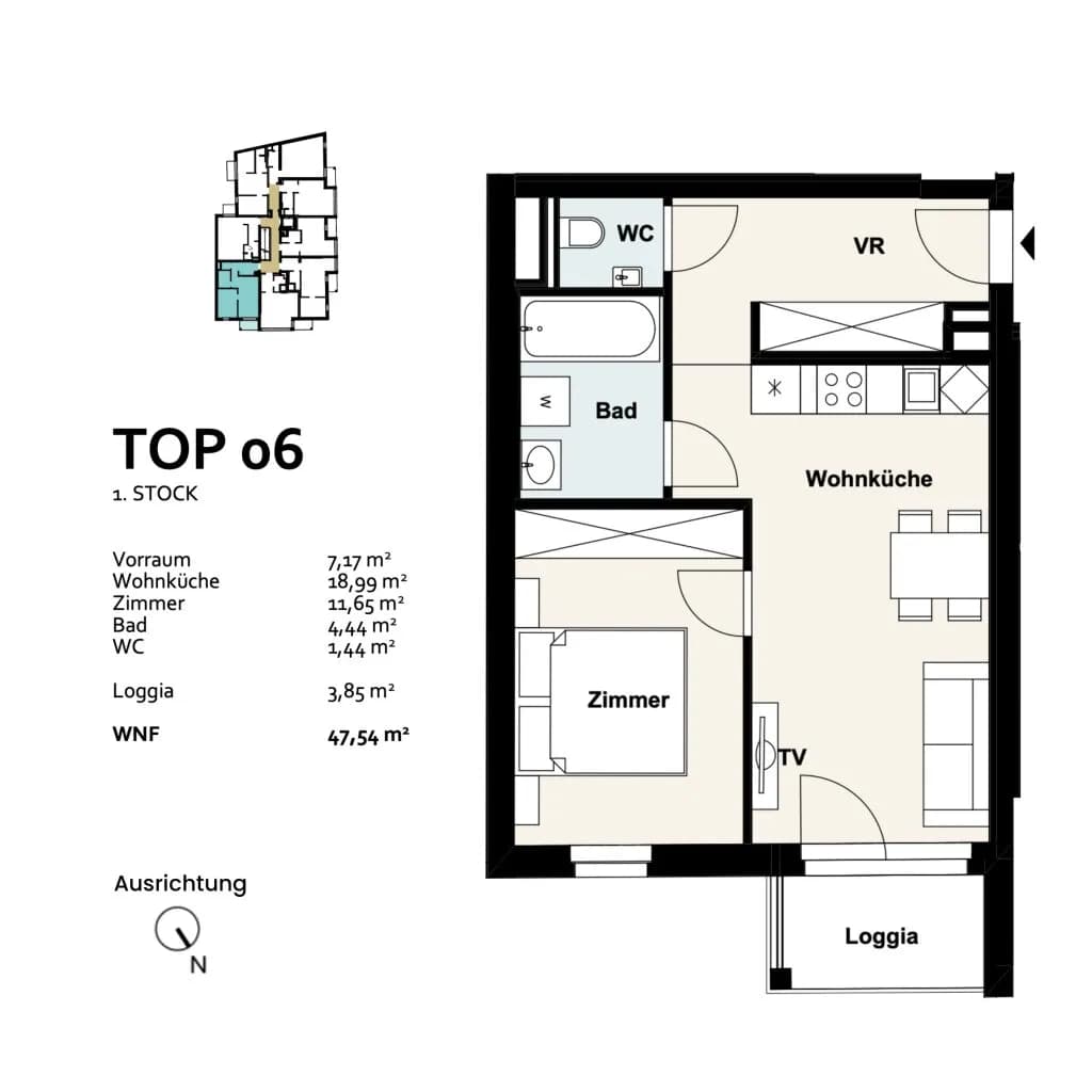 2-Zimmer-Wohnung kaufen in Wien – 43,69 m², € 274.500 – Bild 9 von 9