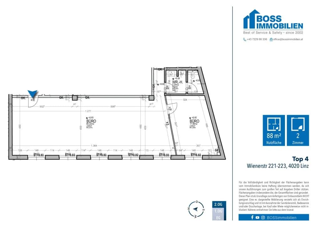 2-Zimmer-Gewerbeimmobilie mieten in Linz – 88 m², € 1.057 – Bild 12 von 12