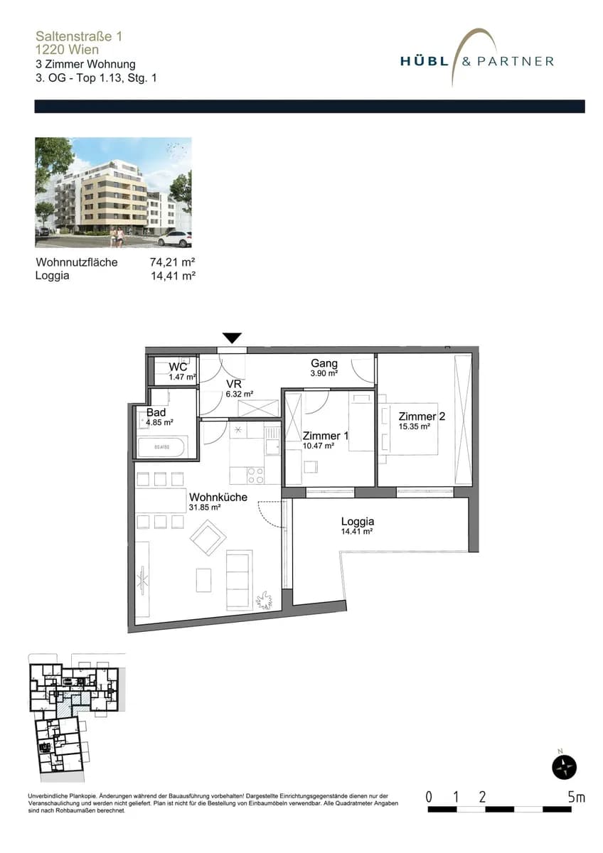 3-Zimmer-Wohnung mieten in Wien – 74,21 m², € 1.549 – Bild 10 von 11