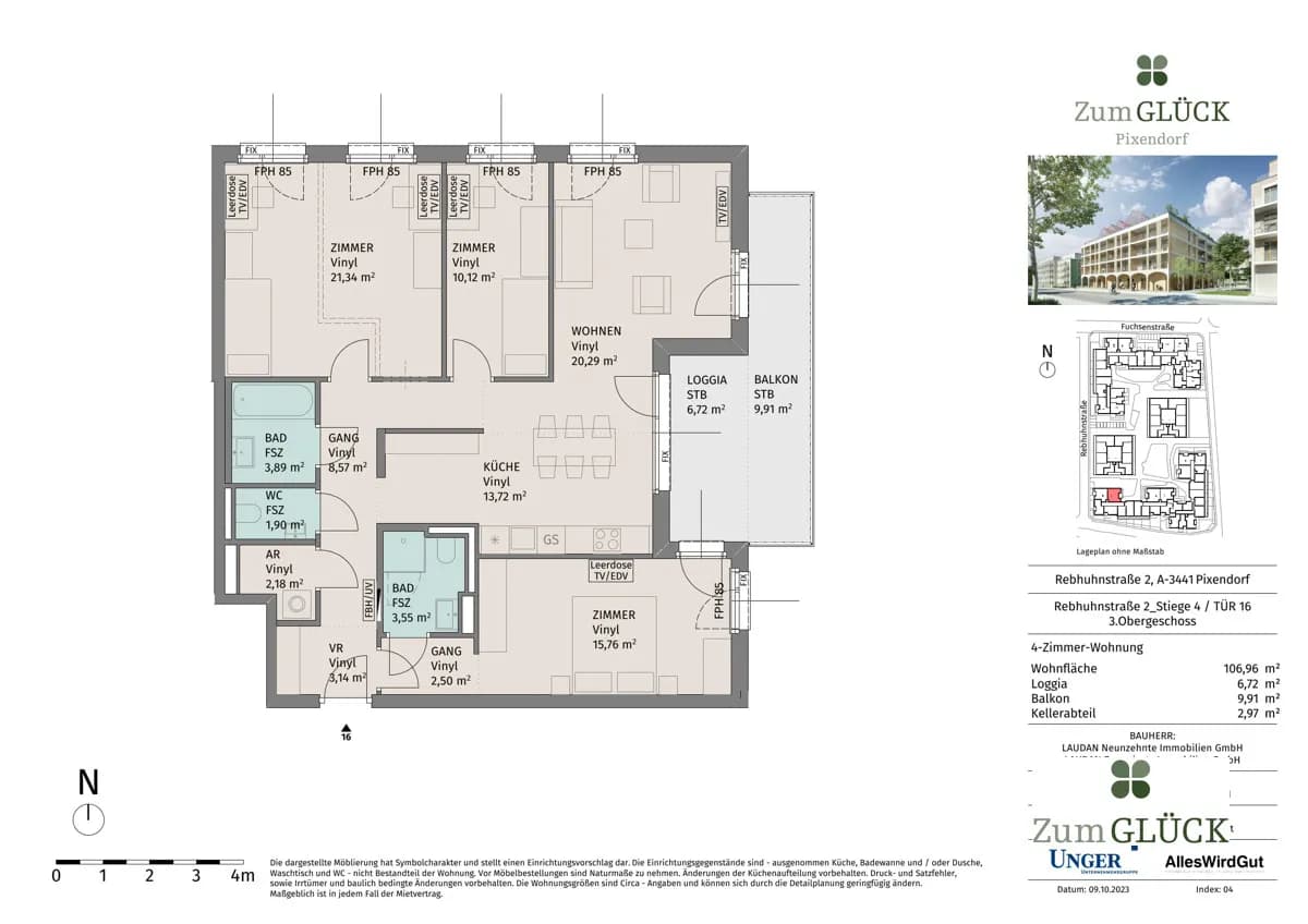 4-Zimmer-Wohnung mieten in Tulln – 107,24 m², € 1.525 – Bild 14 von 14