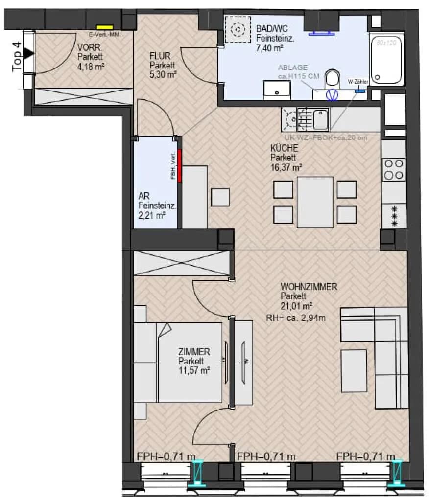 2-Zimmer-Wohnung kaufen in Wien – 68,04 m², € 381.000 – Bild 3 von 10