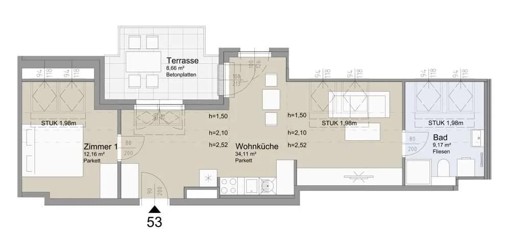 2-Zimmer-Wohnung kaufen in Wien – 55,44 m², € 472.000 – Bild 2 von 31