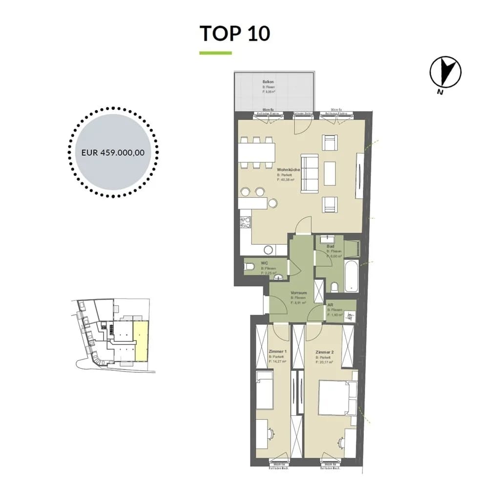 4-Zimmer-Wohnung kaufen in Tulln – 93,88 m², € 459.000 – Bild 2 von 18