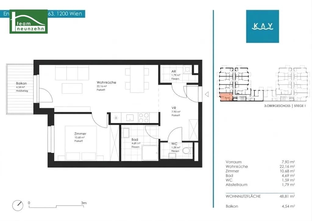 2-Zimmer-Wohnung mieten in Wien – 48,81 m², € 1.025 – Bild 18 von 18