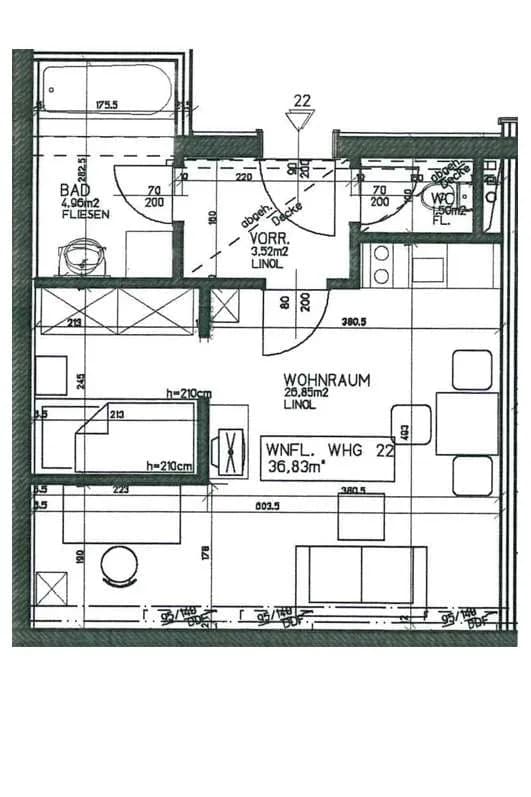 Wohnung mieten in Horn – 36,51 m², € 575 – Bild 3 von 3