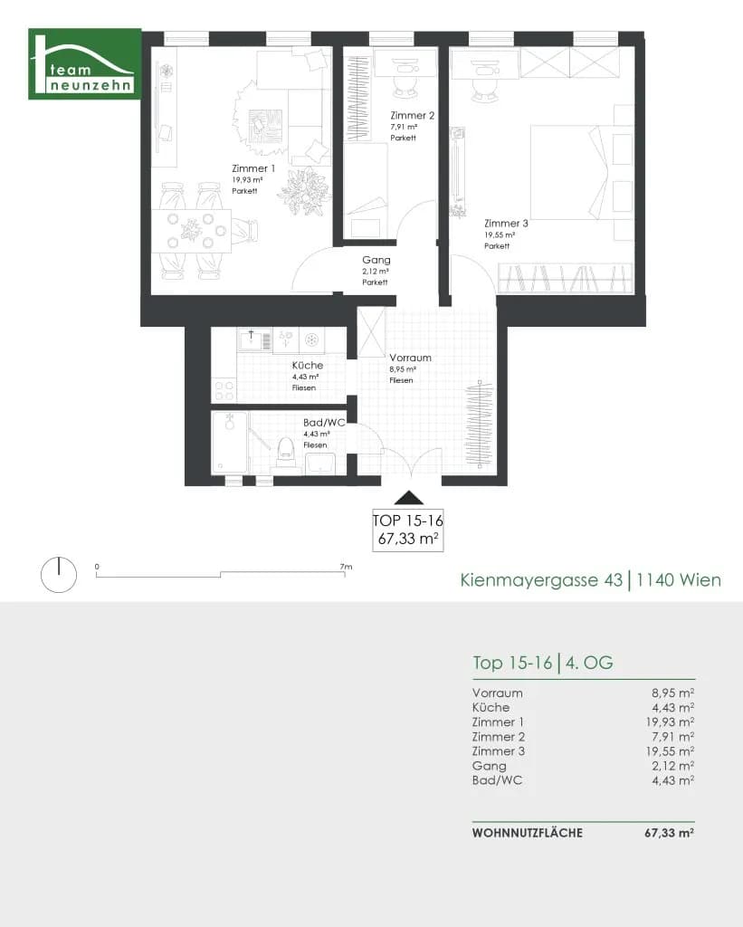 3-Zimmer-Wohnung kaufen in Wien – 67,33 m², € 285.000 – Bild 13 von 13
