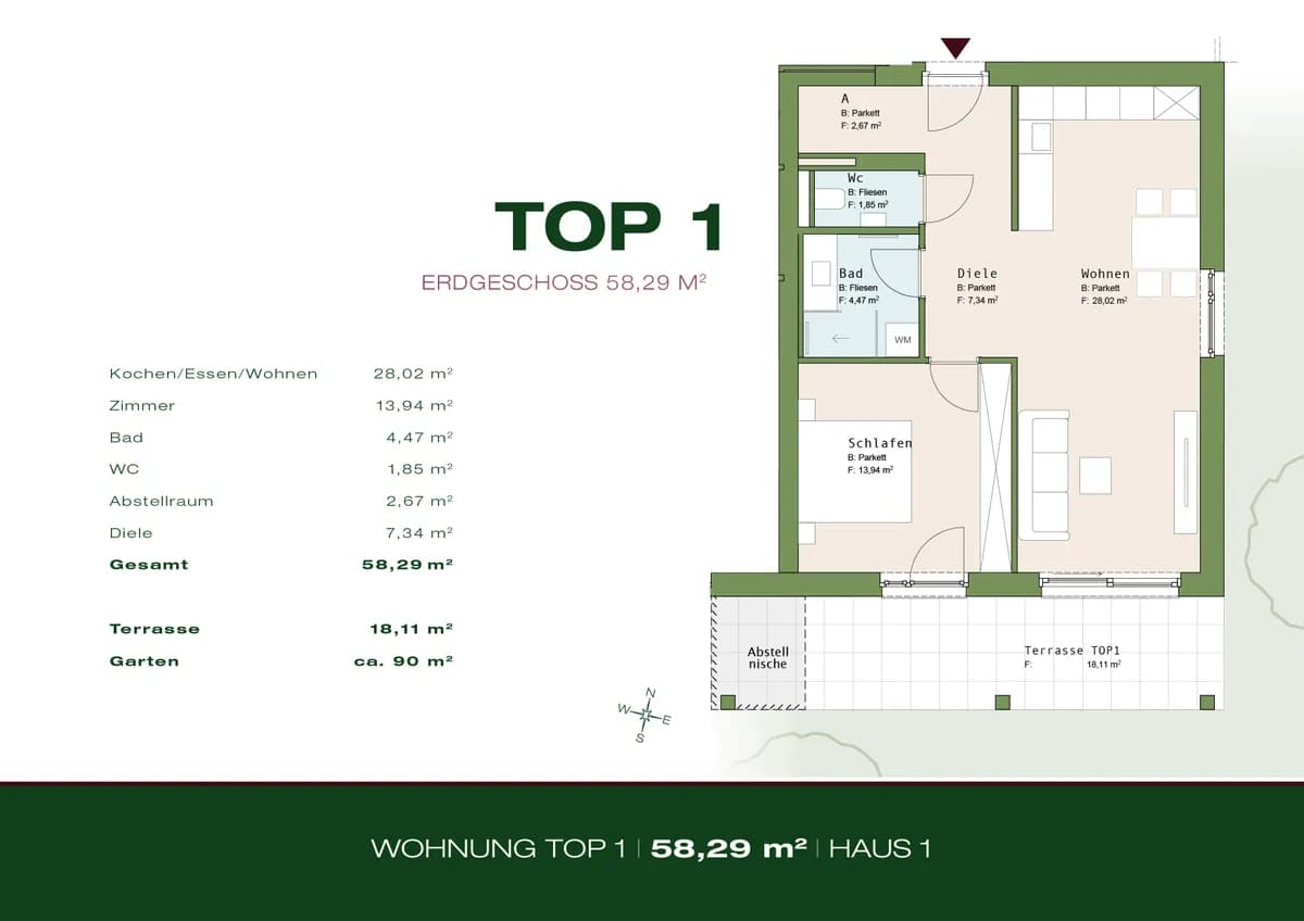 2-Zimmer-Wohnung kaufen in Graz – 58,29 m², € 396.372 – Bild 2 von 7