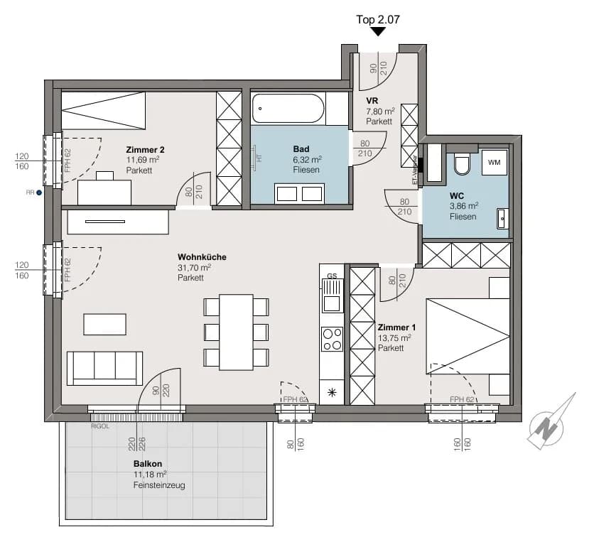 3-Zimmer-Wohnung kaufen in Linz – 75,1 m², € 424.000 – Bild 5 von 5