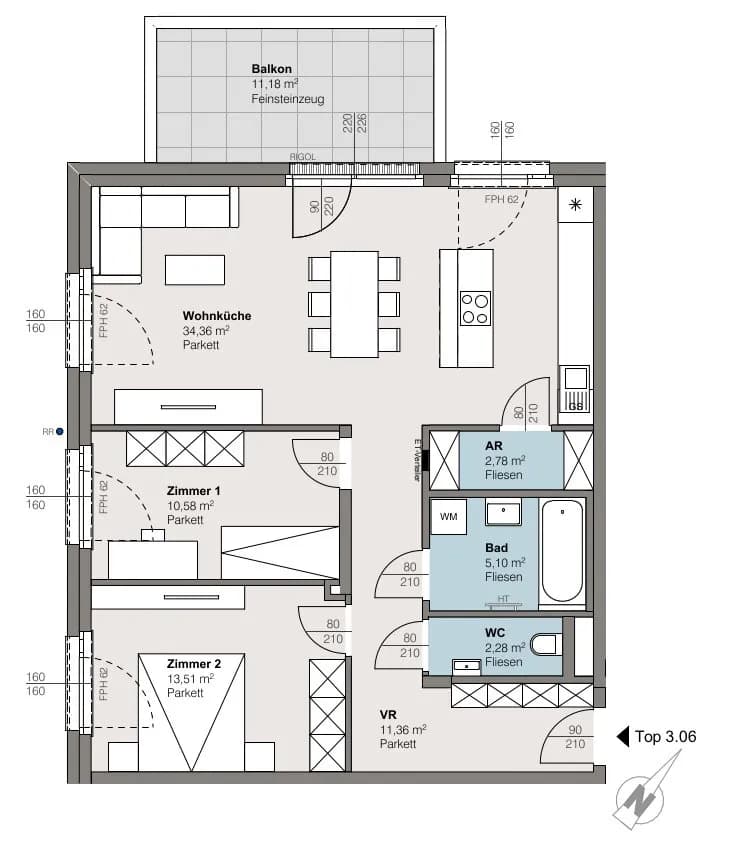 3-Zimmer-Wohnung kaufen in Linz – 79,7 m², € 444.000 – Bild 5 von 5