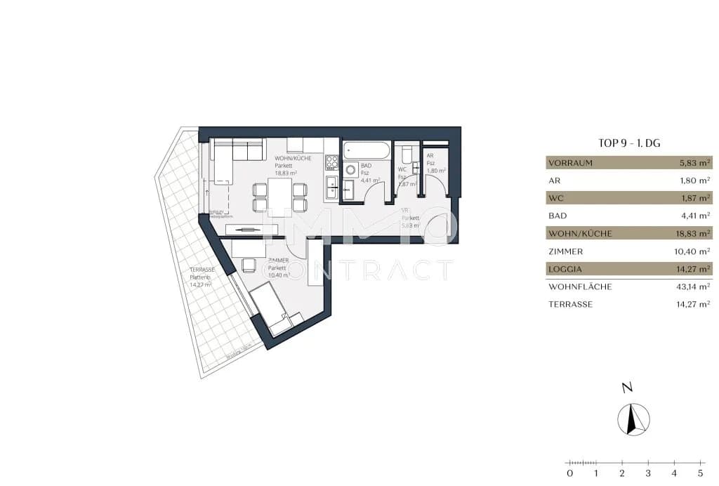 2-Zimmer-Wohnung kaufen in Wien – 43,14 m², € 274.000 – Bild 8 von 8