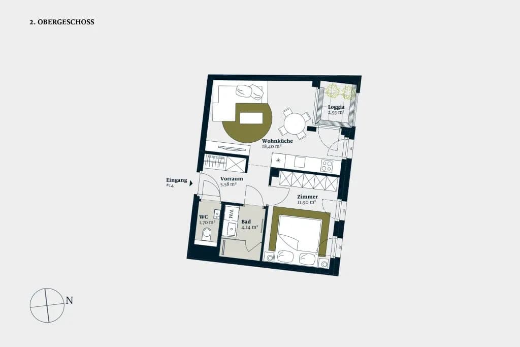 2-Zimmer-Wohnung kaufen in Wien – 41,72 m², € 396.300 – Bild 2 von 14