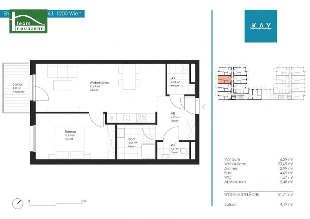 2-Zimmer-Wohnung mieten in Wien – 51,71 m², € 1.049 – Bild 19 von 19