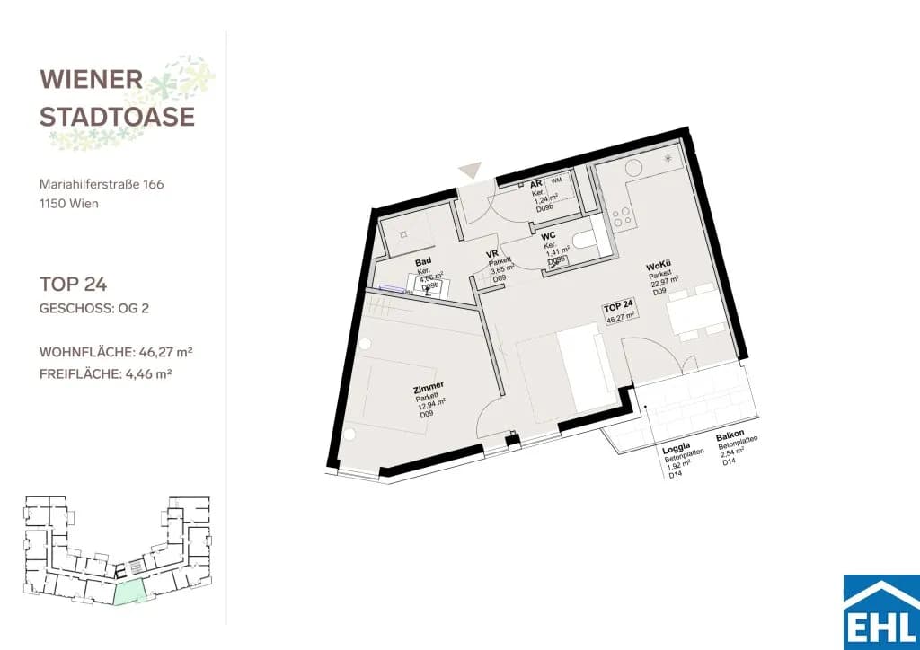 2-Zimmer-Wohnung mieten in Wien – 46,27 m², € 1.120 – Bild 13 von 13