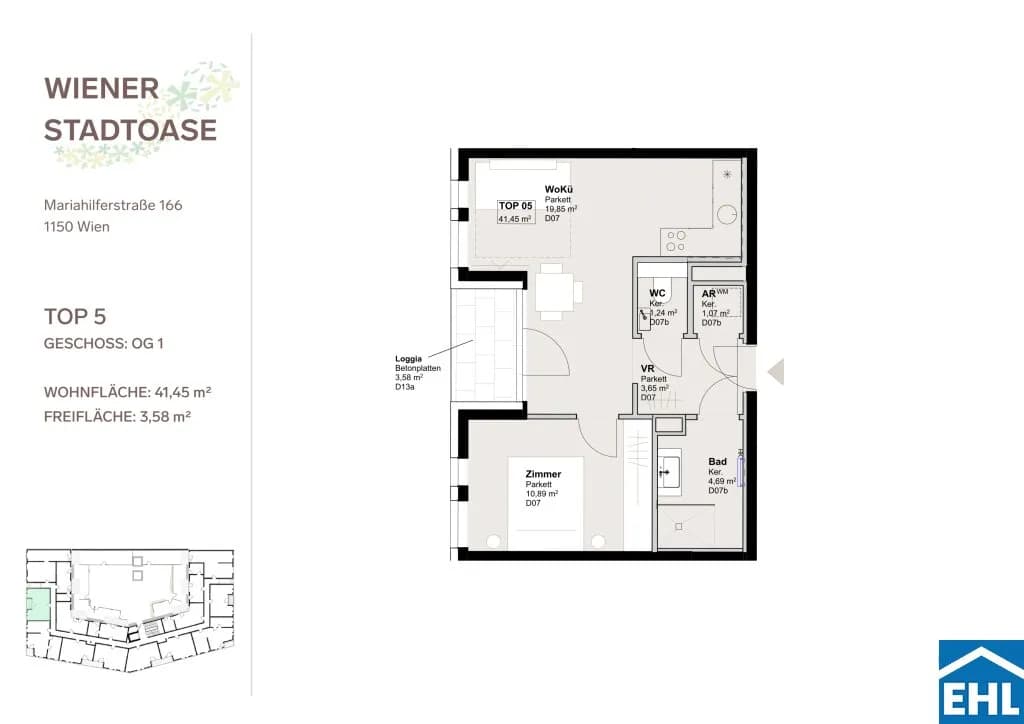 2-Zimmer-Wohnung mieten in Wien – 41,45 m², € 985 – Bild 13 von 13