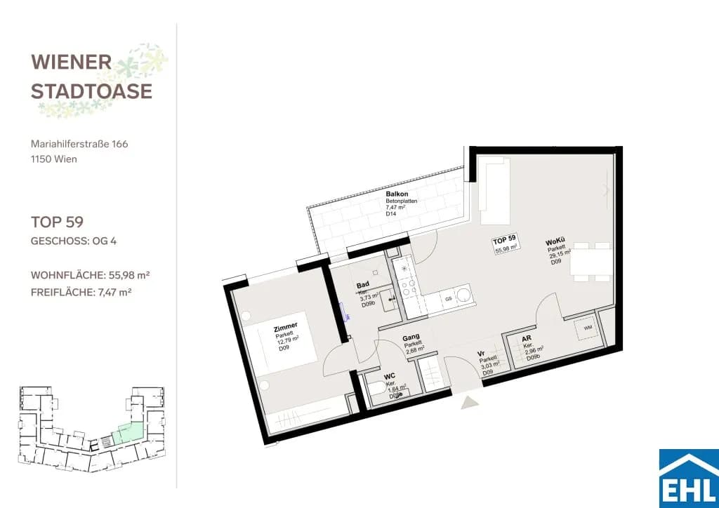 2-Zimmer-Wohnung mieten in Wien – 55,98 m², € 1.450 – Bild 13 von 13
