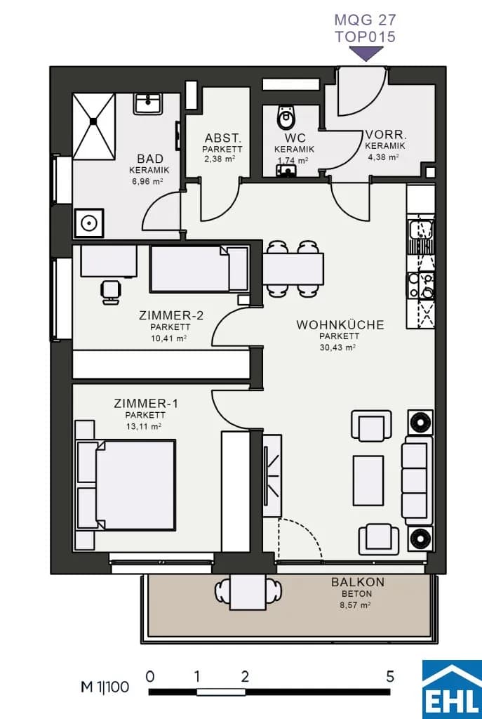 3-Zimmer-Wohnung mieten in Graz – 69,31 m², € 1.032 – Bild 7 von 7