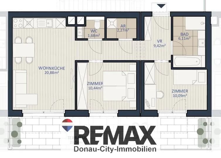 3-Zimmer-Wohnung kaufen in Tulln – 60,89 m², € 485.000 – Bild 2 von 8