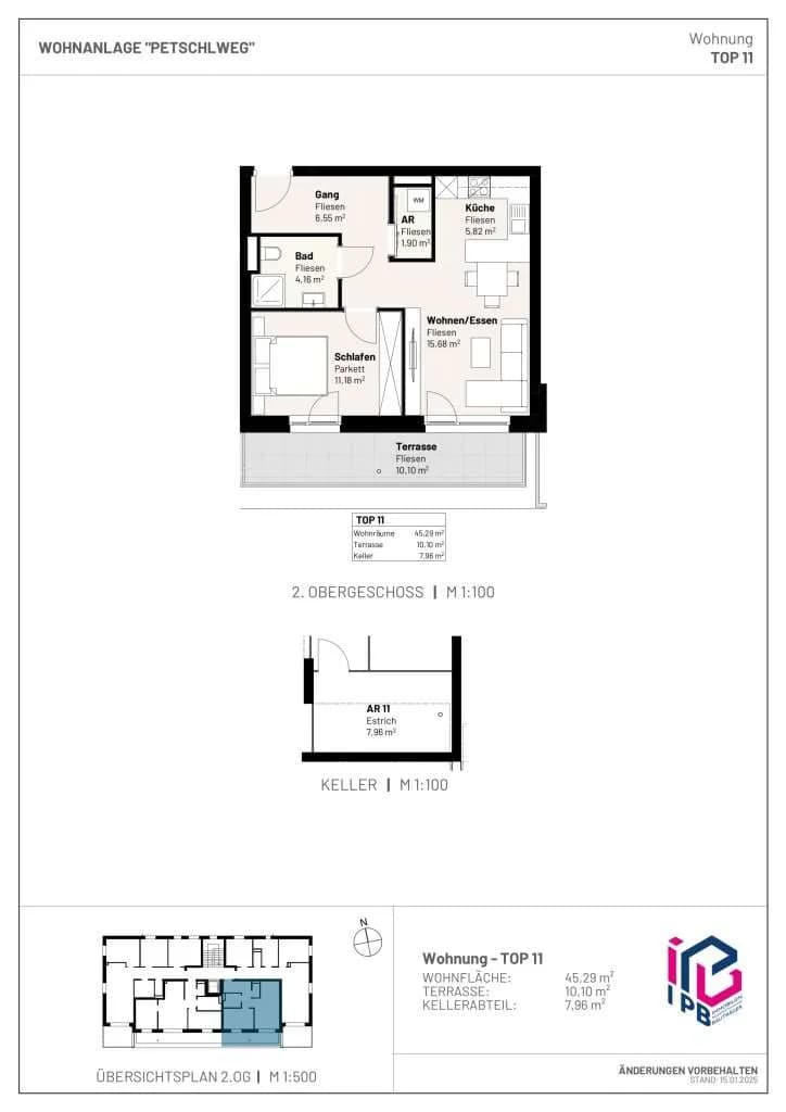 2-Zimmer-Wohnung kaufen in Perg – 45,29 m², € 228.416 – Bild 3 von 3