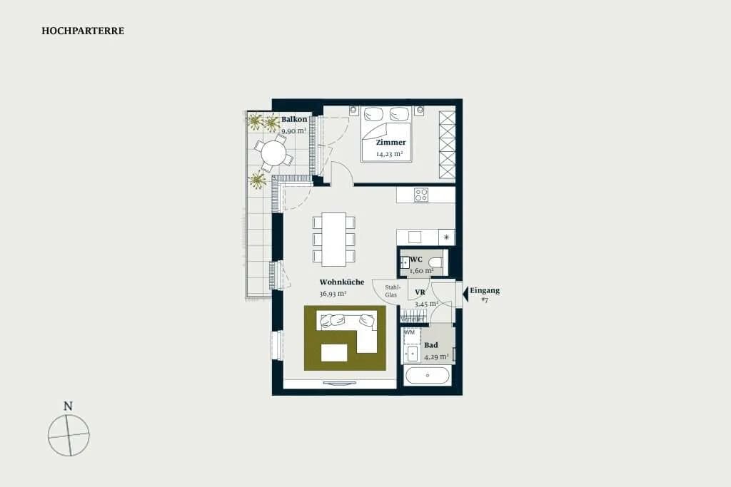 2-Zimmer-Wohnung kaufen in Wien – 60,5 m², € 459.800 – Bild 2 von 9