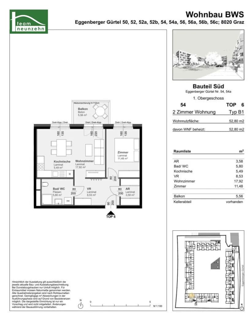 2-Zimmer-Wohnung mieten in Graz – 52,8 m², € 627 – Bild 12 von 12