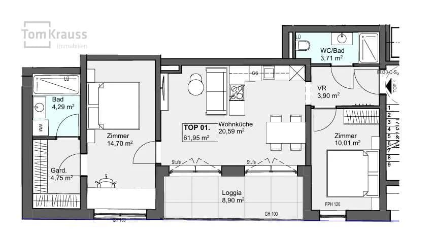 3-Zimmer-Wohnung kaufen in Wien – 68,85 m², € 370.000 – Bild 9 von 11