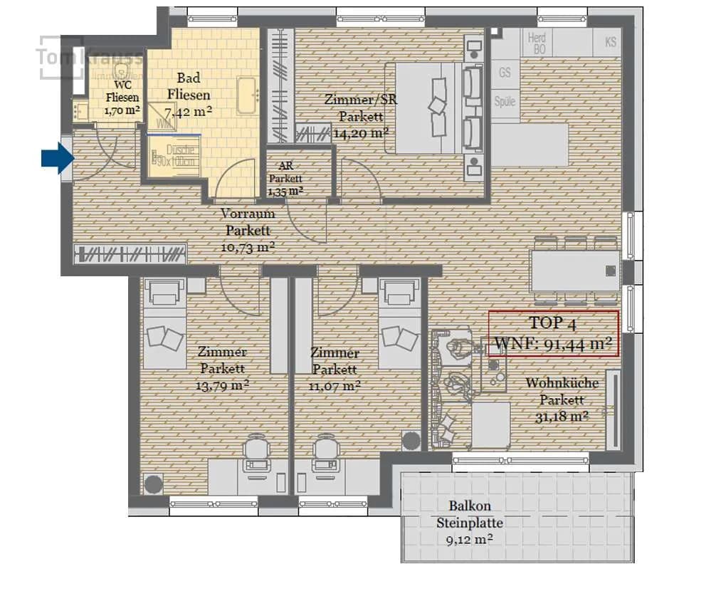 4-Zimmer-Wohnung kaufen in Wien – 91,89 m², € 643.100 – Bild 8 von 20