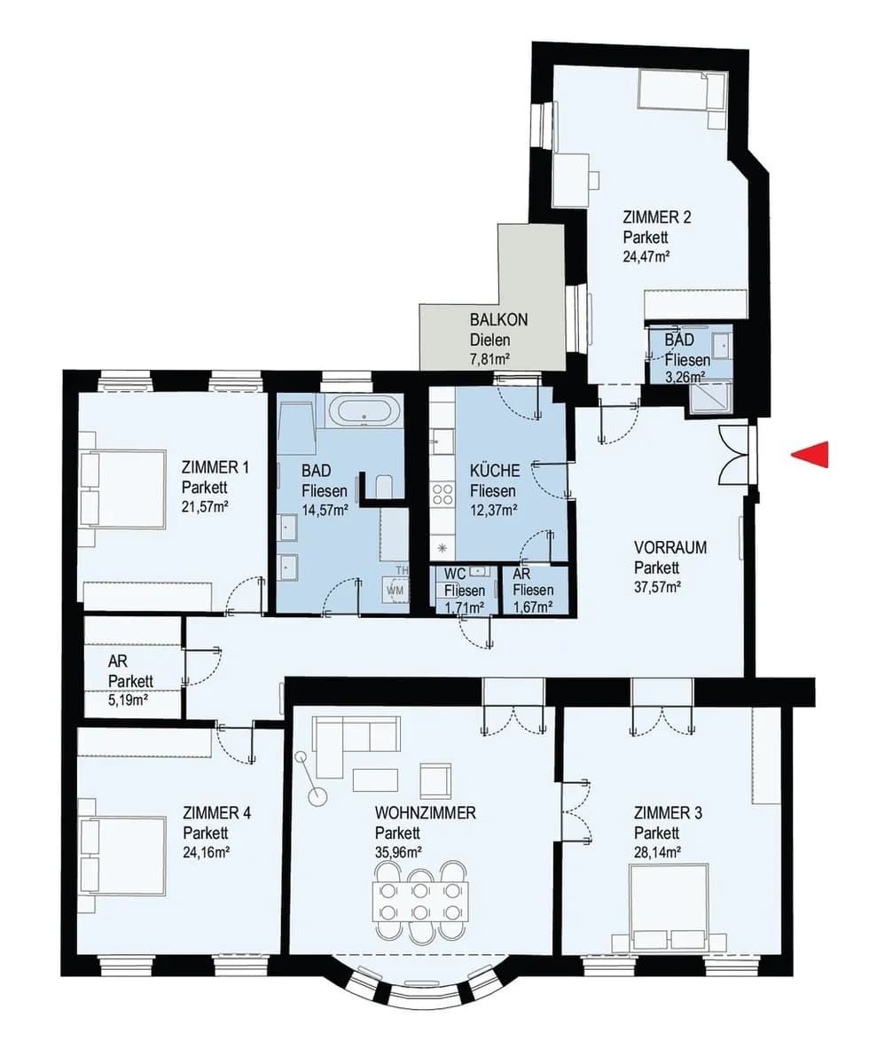 5-Zimmer-Wohnung mieten in Wien – 211 m², € 5.199 – Bild 4 von 4