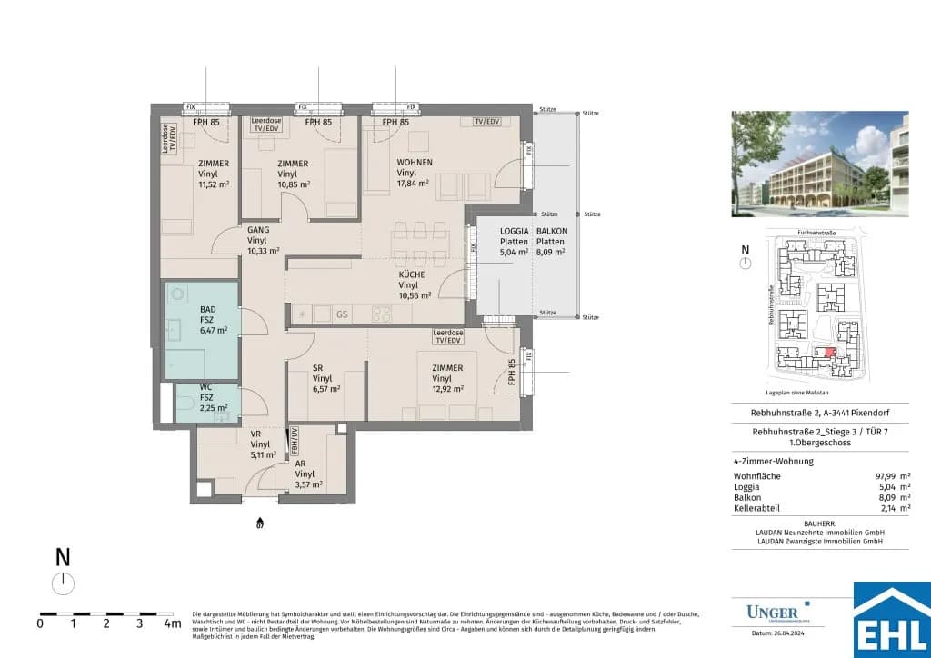 4-Zimmer-Wohnung mieten in Tulln – 97,99 m², € 1.360 – Bild 19 von 19