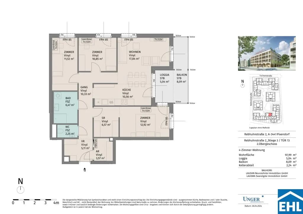 4-Zimmer-Wohnung mieten in Tulln – 97,99 m², € 1.390 – Bild 21 von 21