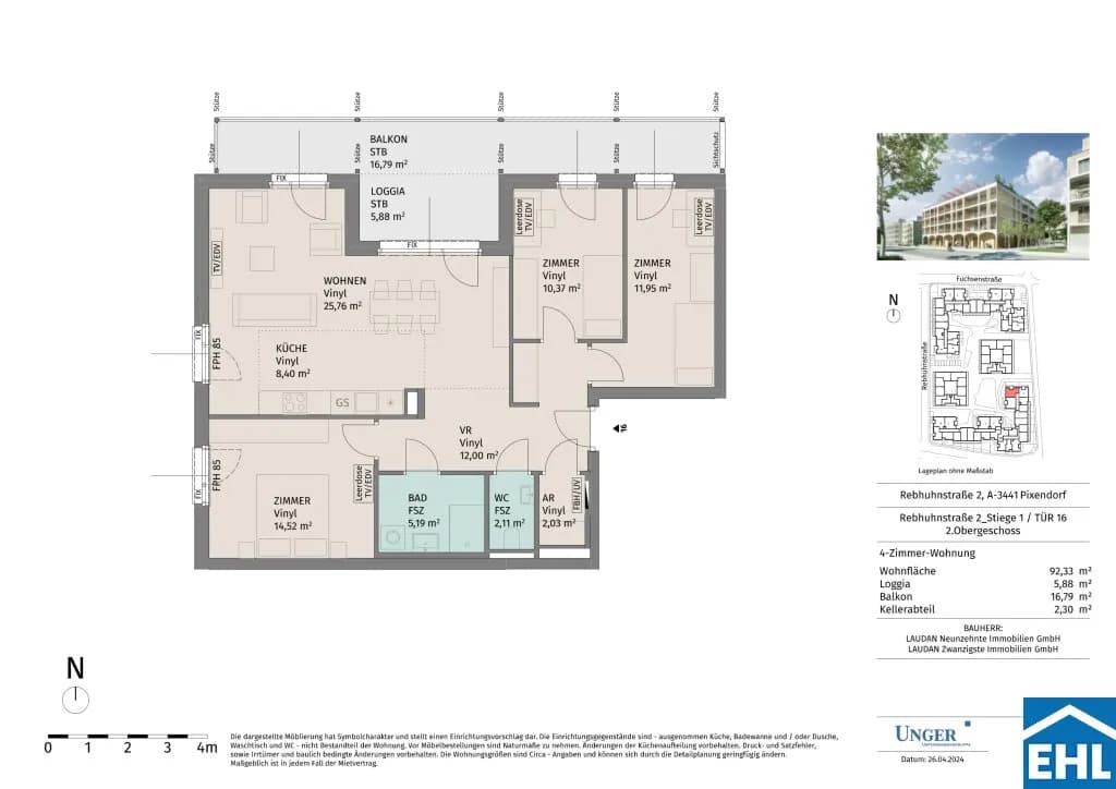 4-Zimmer-Wohnung mieten in Tulln – 92,33 m², € 1.365 – Bild 10 von 10