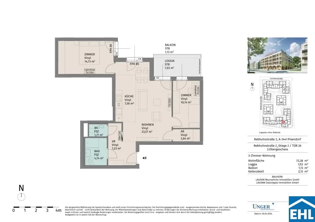 3-Zimmer-Wohnung mieten in Tulln – 72,38 m², € 1.090 – Bild 16 von 16