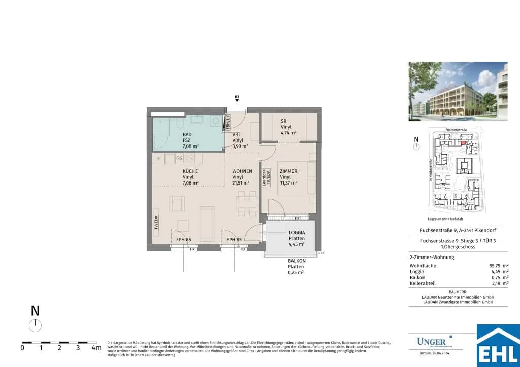 2-Zimmer-Wohnung mieten in Tulln – 55,75 m², € 830 – Bild 9 von 9