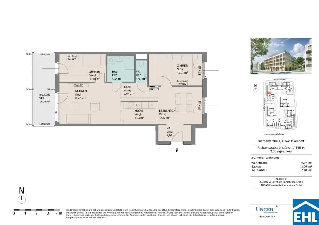 3-Zimmer-Wohnung mieten in Tulln – 77,97 m², € 1.130 – Bild 20 von 20