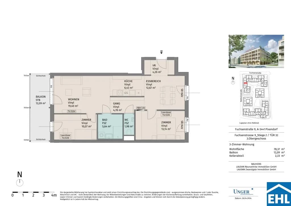3-Zimmer-Wohnung mieten in Tulln – 78,37 m², € 1.135 – Bild 20 von 20