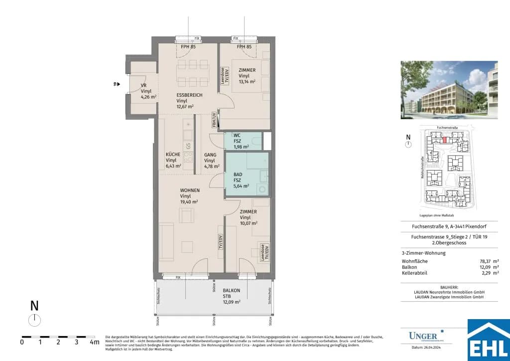 3-Zimmer-Wohnung mieten in Tulln – 78,37 m², € 1.135 – Bild 20 von 20