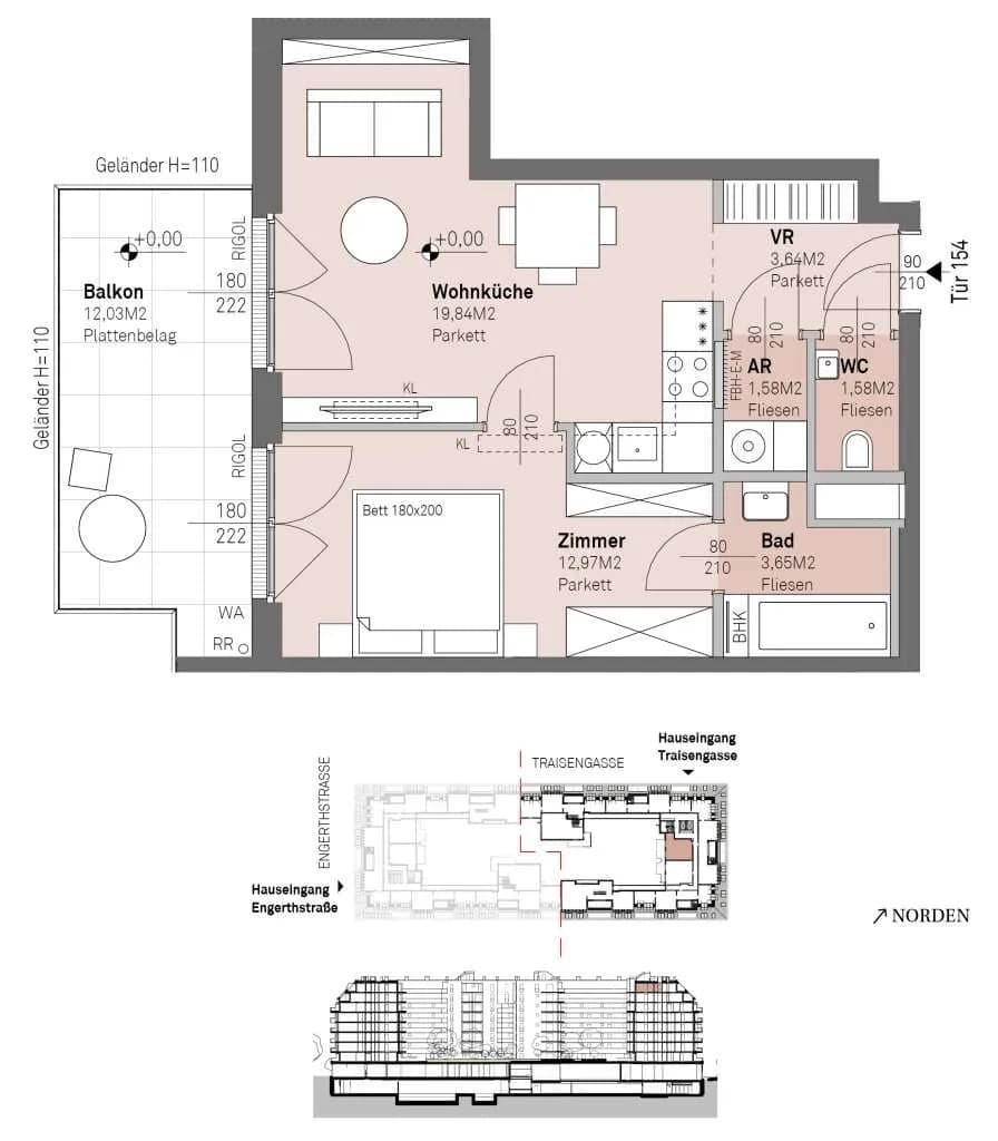 2-Zimmer-Wohnung kaufen in Wien – 43,26 m², € 383.300 – Bild 14 von 14