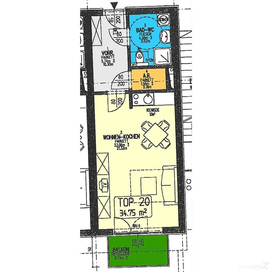 1-Zimmer-Wohnung mieten in Graz – 34,18 m², € 527 – Bild 2 von 8