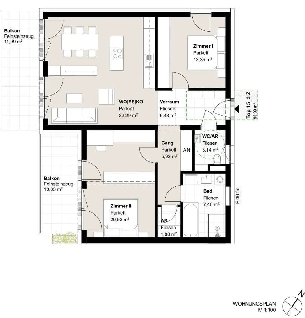 3-Zimmer-Wohnung kaufen in Graz – 90,99 m², € 592.000 – Bild 9 von 11