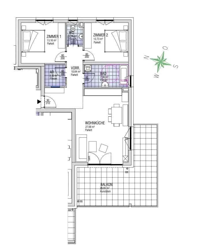 3-Zimmer-Wohnung kaufen in Villach Land – 77,44 m², € 360.000 – Bild 2 von 6
