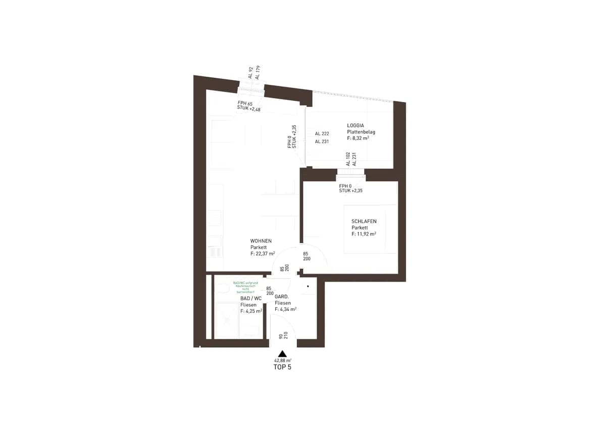 2-Zimmer-Wohnung kaufen in Gmunden – 42,88 m², € 266.710 – Bild 5 von 11