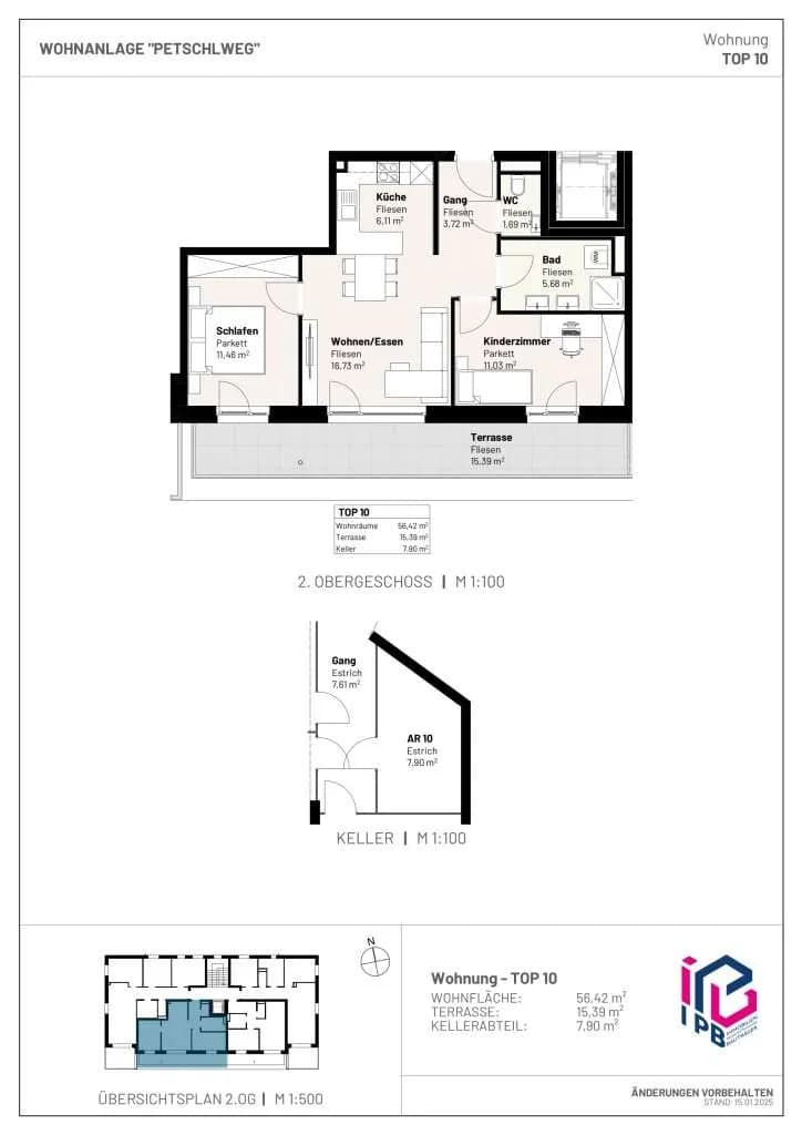 3-Zimmer-Wohnung kaufen in Perg – 56,42 m², € 284.933 – Bild 3 von 3