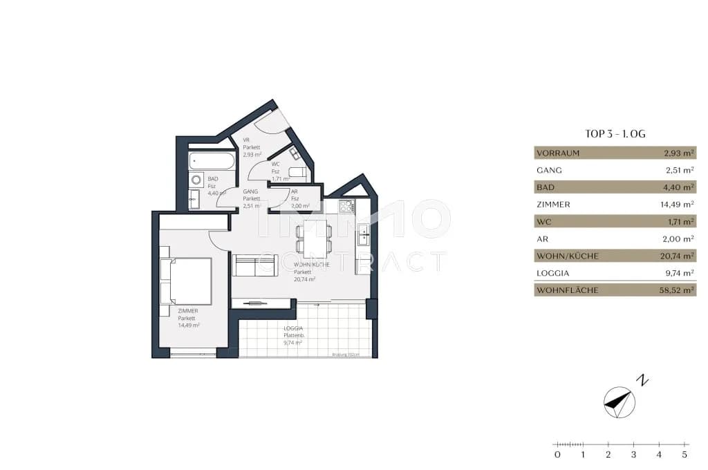 2-Zimmer-Wohnung kaufen in Wien – 58,52 m², € 319.000 – Bild 8 von 8