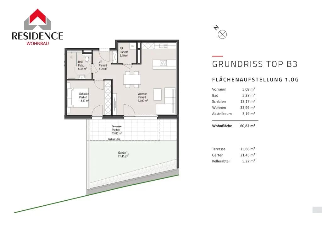 2-Zimmer-Wohnung kaufen in Salzburg-Umgebung – 60,71 m², € 379.000 – Bild 3 von 3