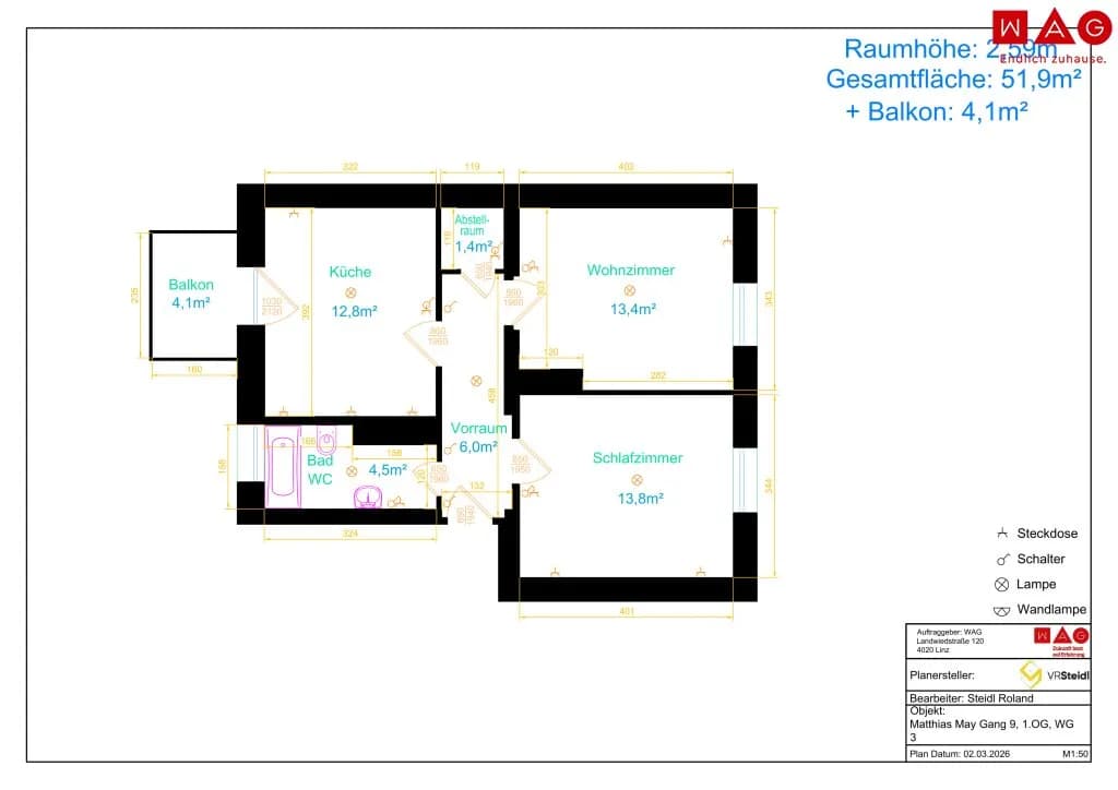 2-Zimmer-Wohnung mieten in Linz – 52,7 m², € 710 – Bild 10 von 10