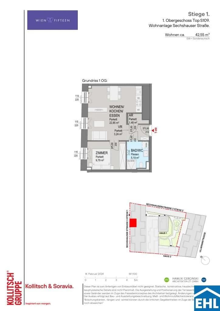 2-Zimmer-Wohnung kaufen in Wien – 42,55 m², € 279.000 – Bild 9 von 9