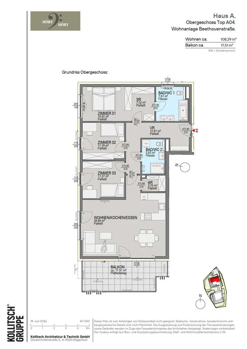4-Zimmer-Wohnung kaufen in Klagenfurt – 108,29 m², € 885.700 – Bild 7 von 7