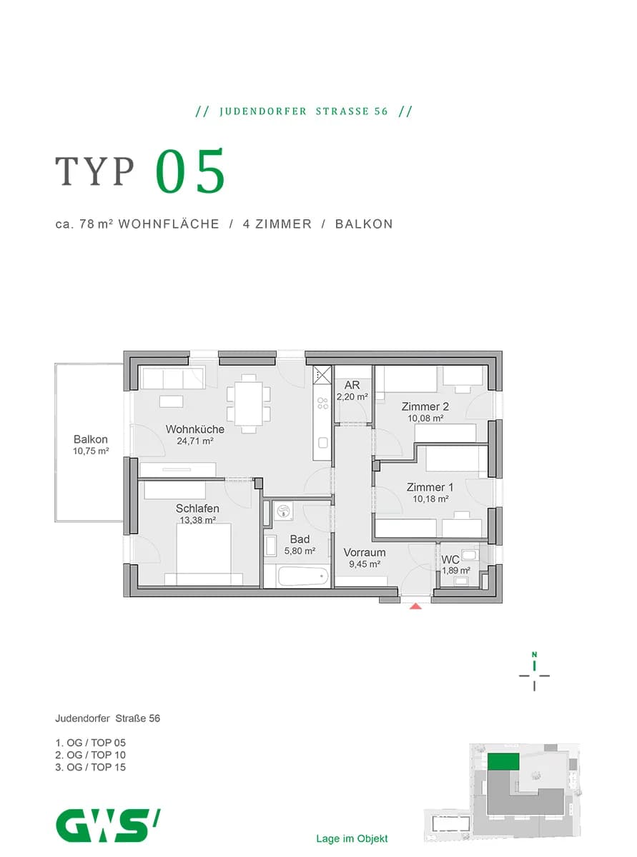 4-Zimmer-Wohnung mieten in Leoben – 77,69 m², € 1.018 – Bild 4 von 4