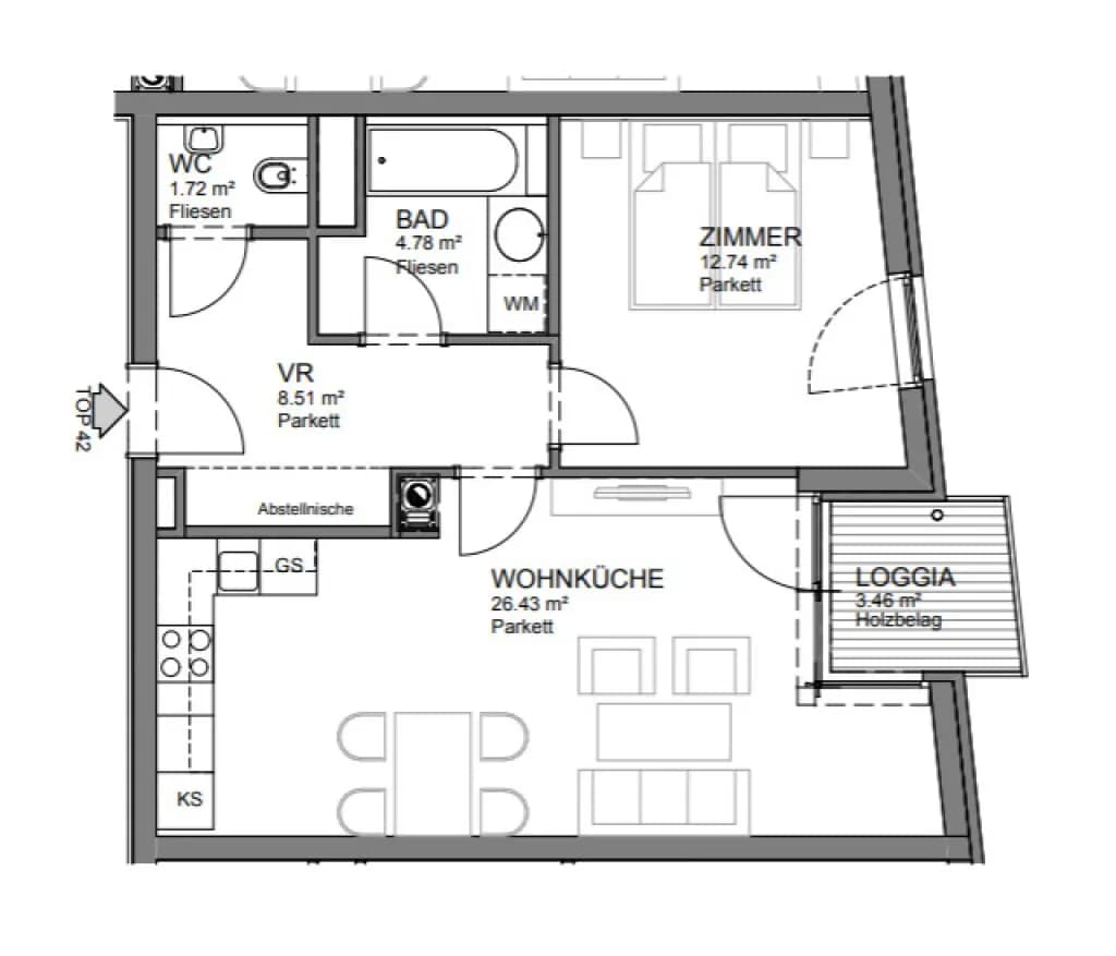 2-Zimmer-Wohnung mieten in Wien – 54,18 m², € 1.195 – Bild 22 von 22