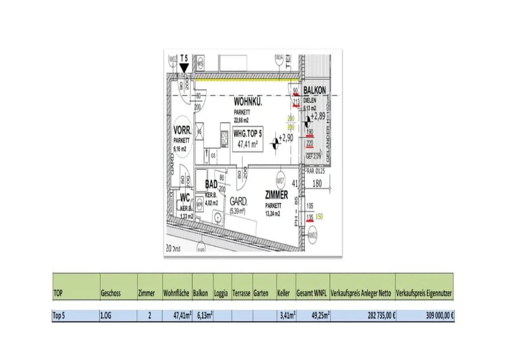 2-Zimmer-Wohnung kaufen in Wien – 46,53 m², € 309.000 – Bild 2 von 2