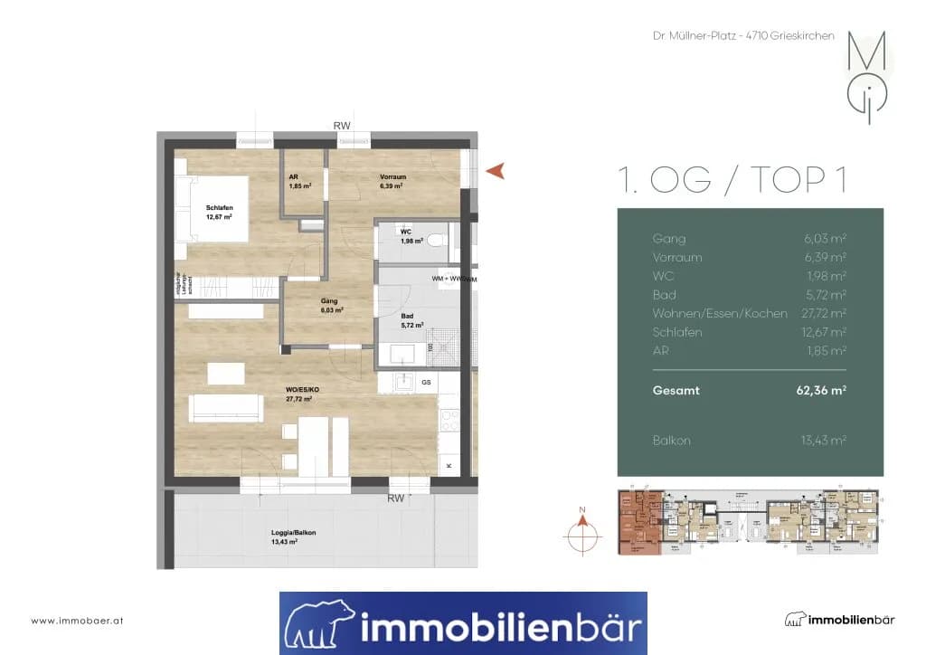 2-Zimmer-Wohnung kaufen in Grieskirchen – 62,36 m², € 252.861 – Bild 22 von 22